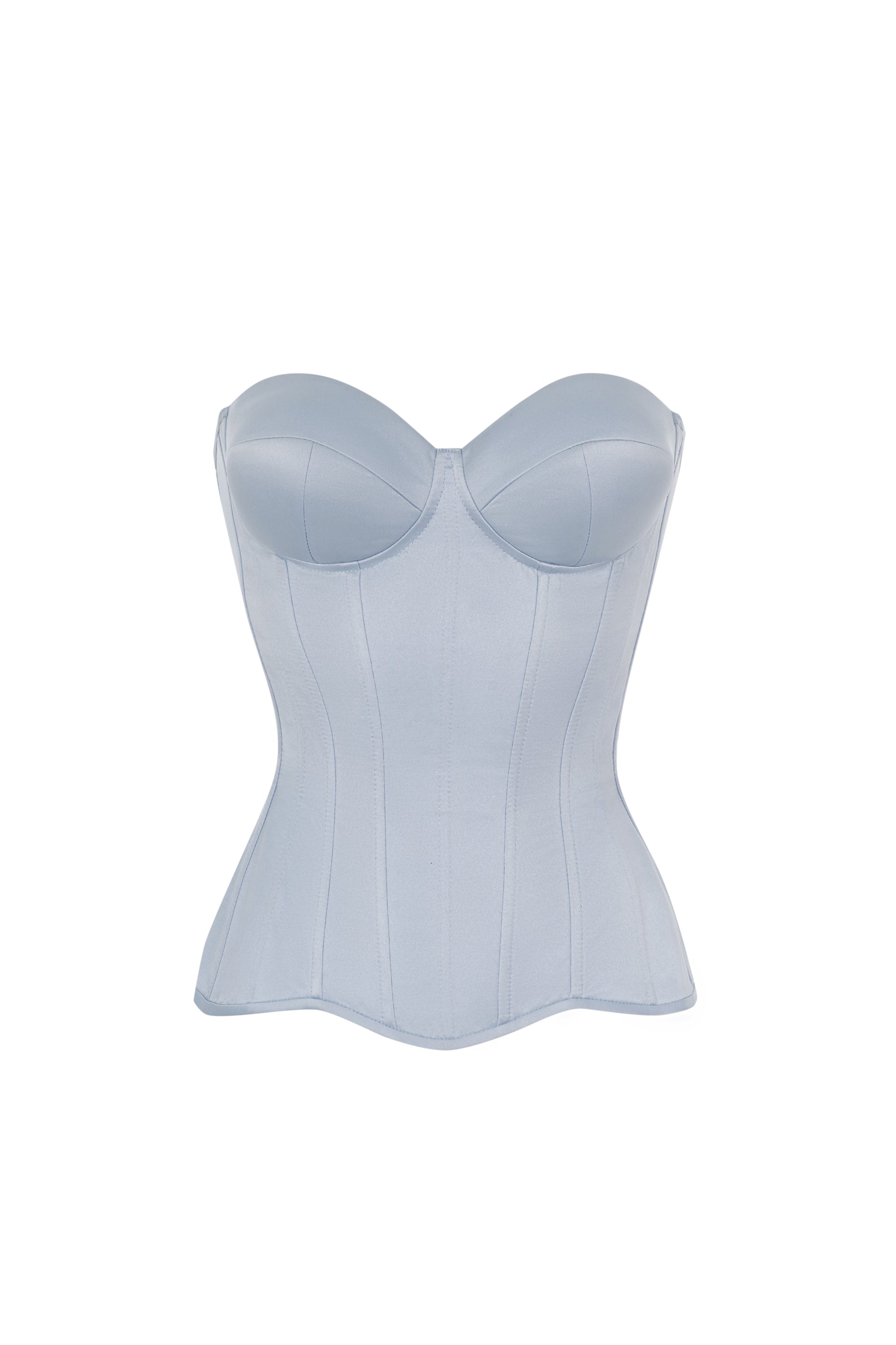 Light blue satin corset with cups
