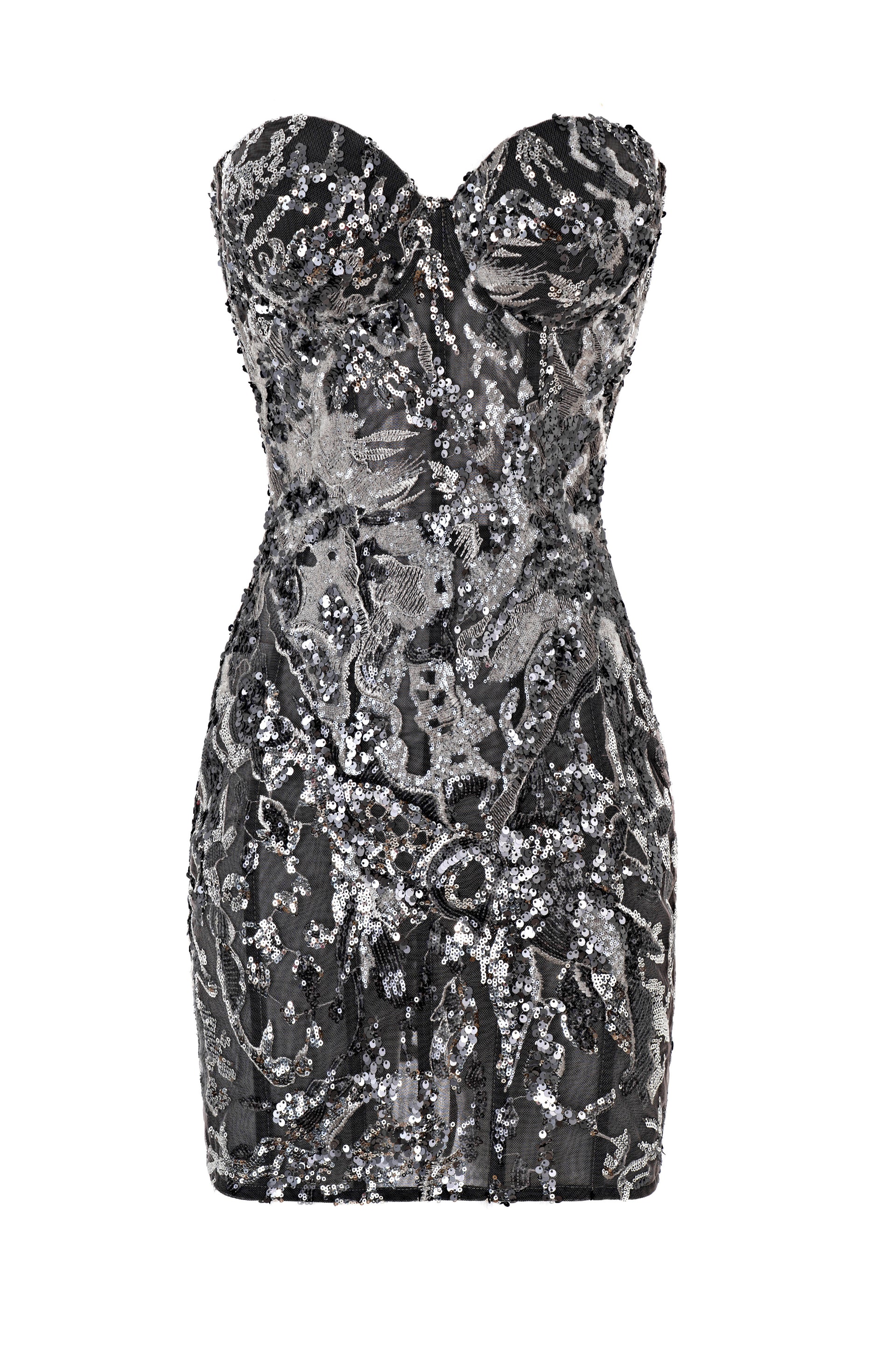 Shiny grey corset dress with cups - STATNAIA Shiny grey corset dress with cups - STATNAIA