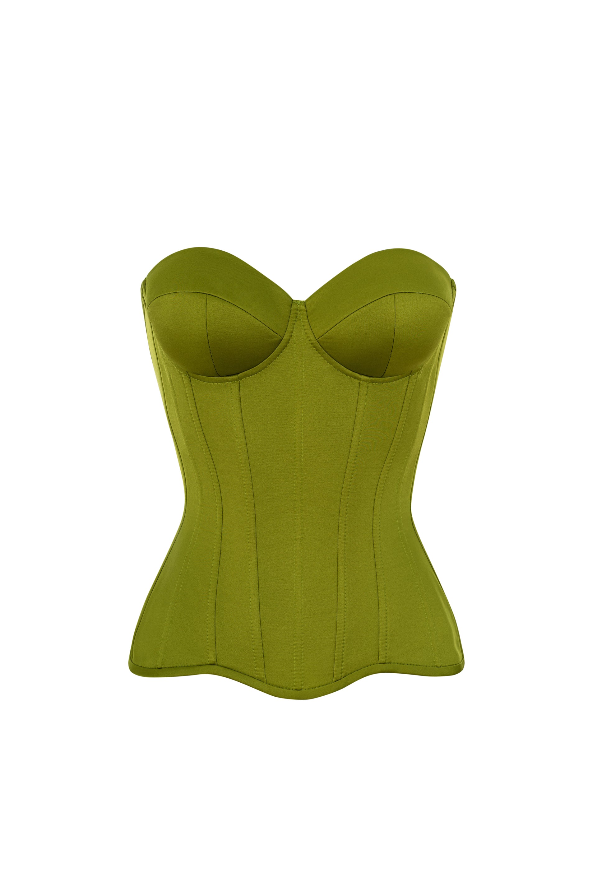 Olive satin corset with cups