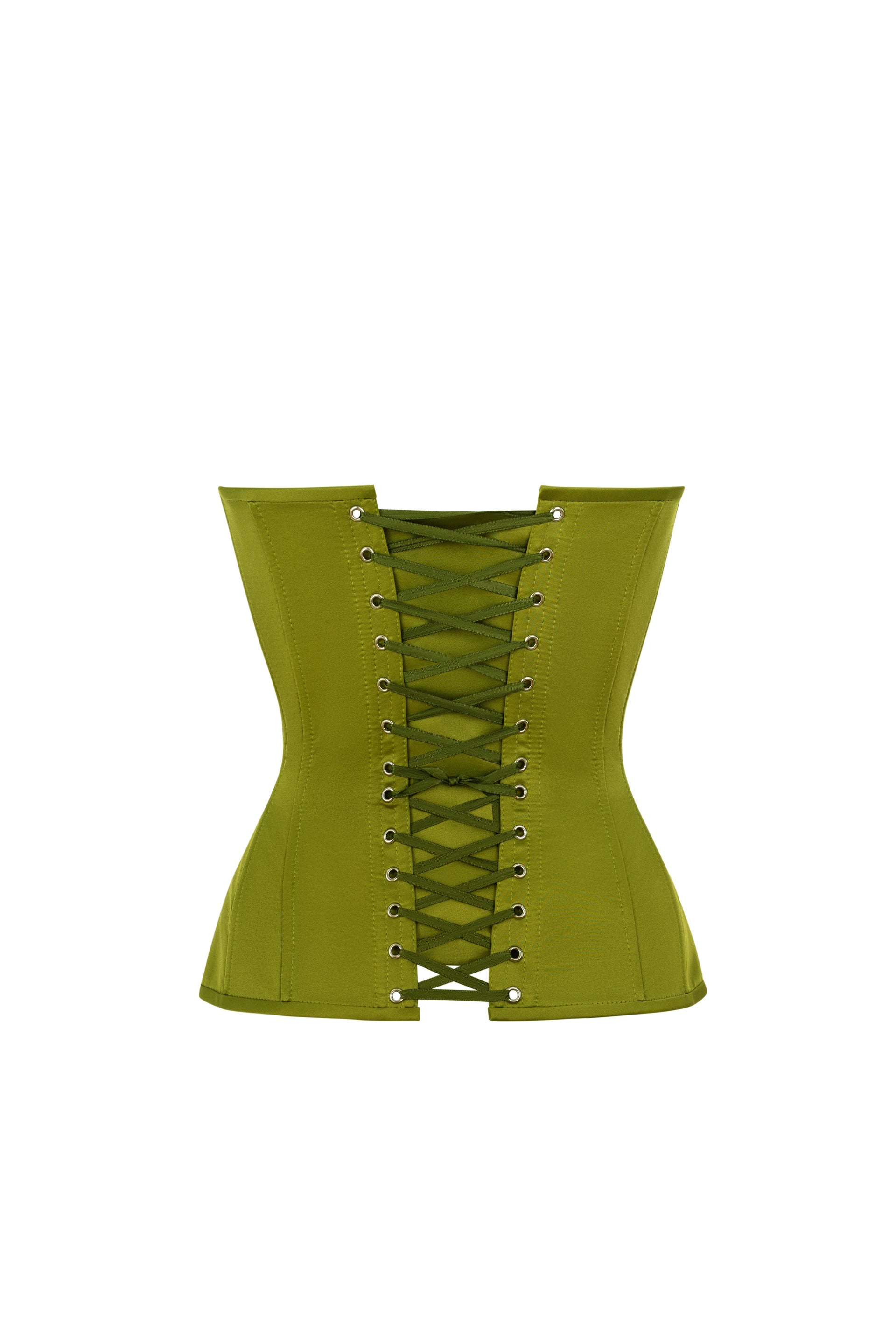 Olive satin corset with cups