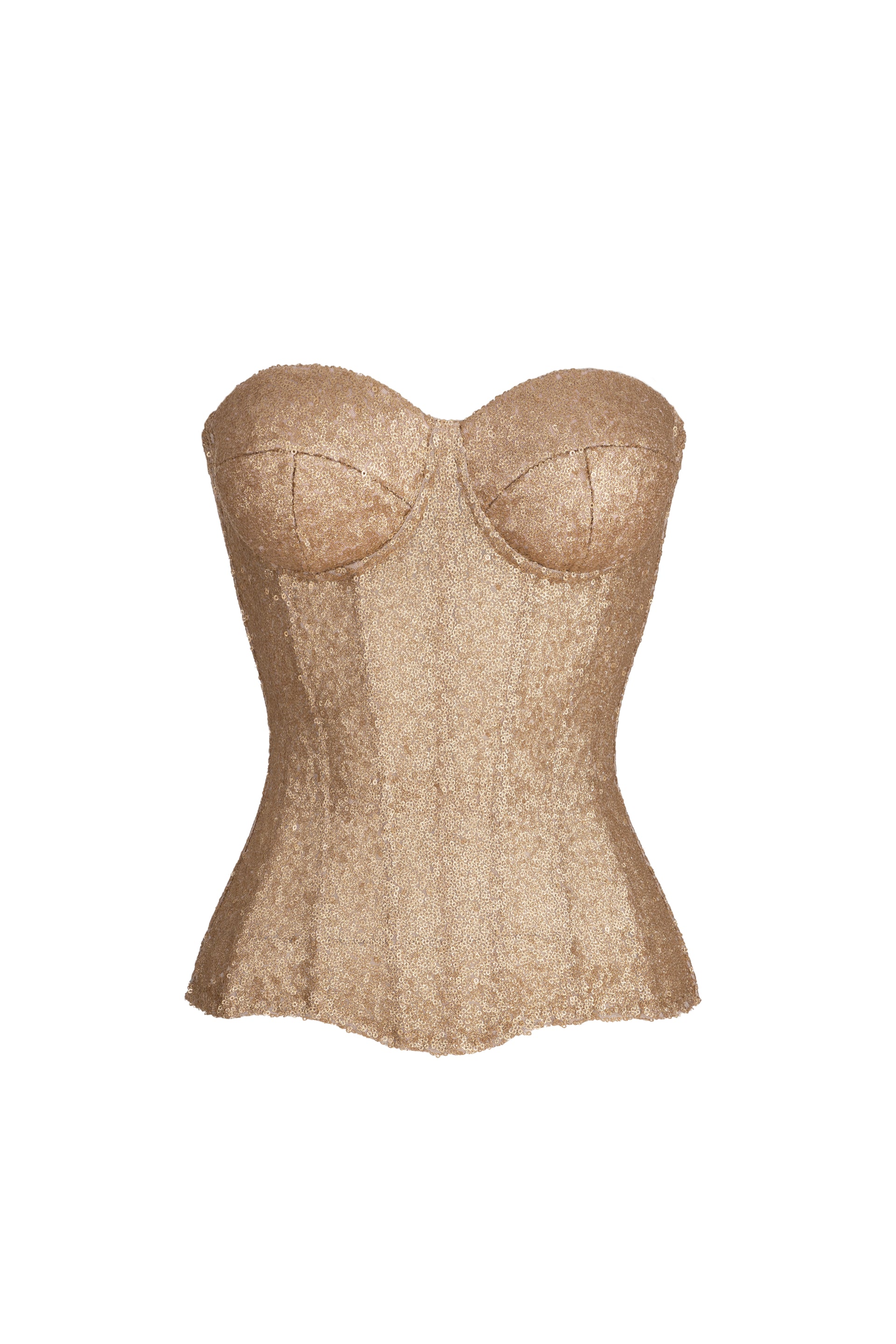 Gold sequined corset with cups