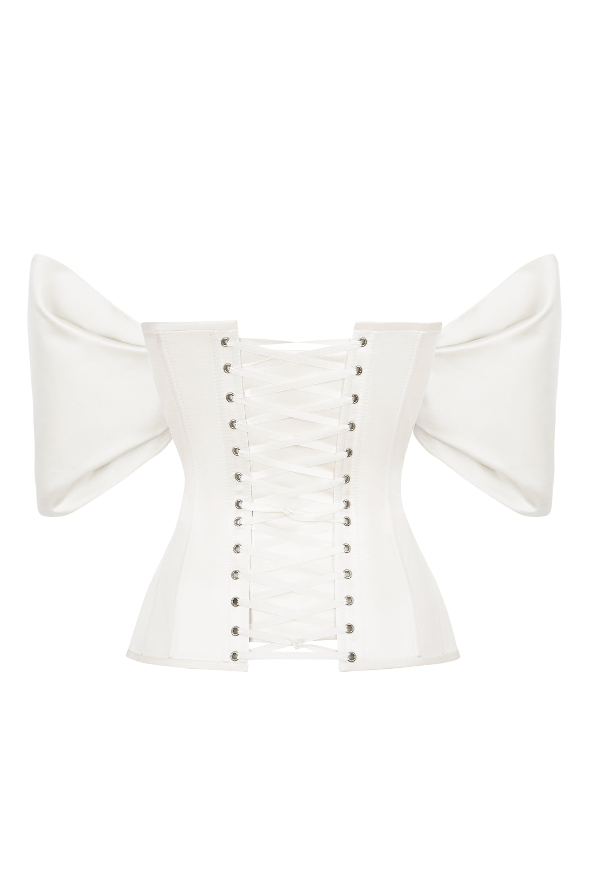 Ivory colored satin and lace corset