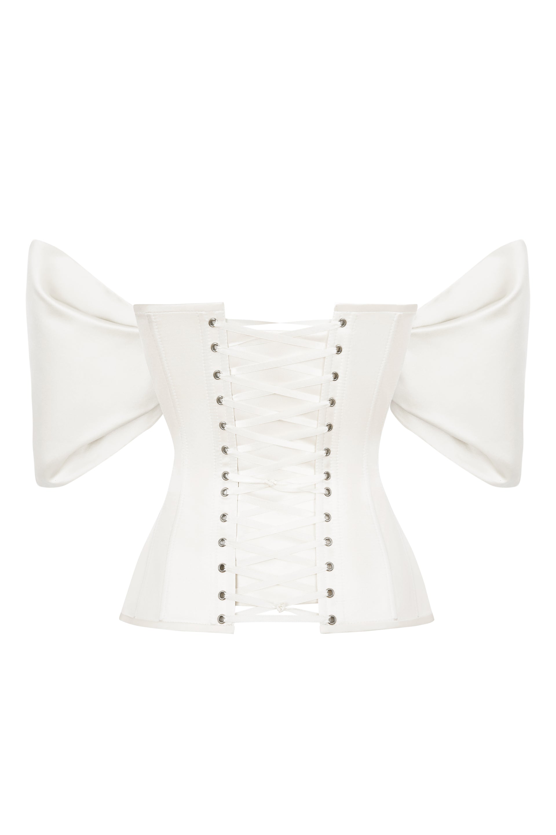 Ivory satin corset with detachable sleeves - STATNAIA