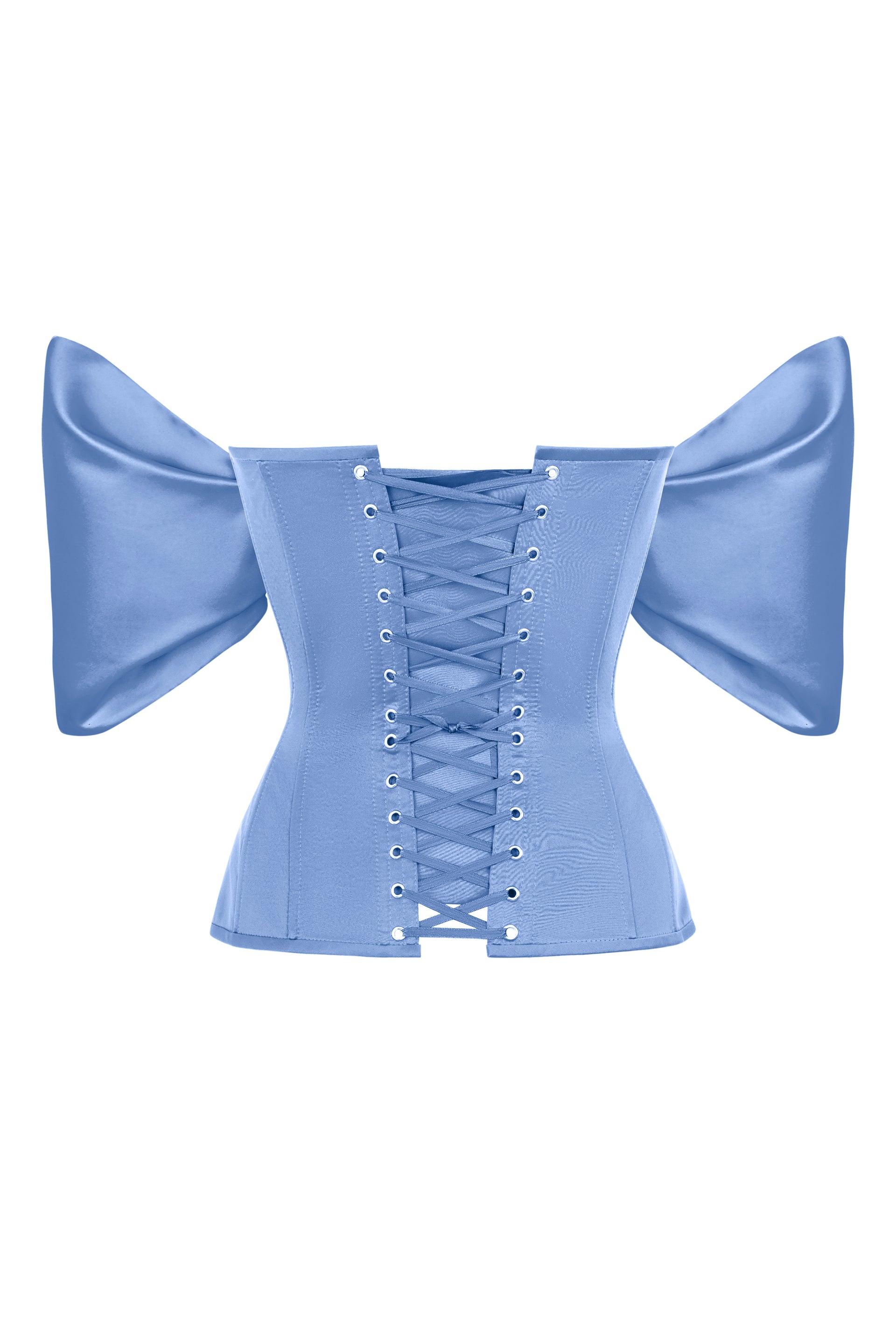 STATNAIA l Jeans blue satin corset with detachable sleeves