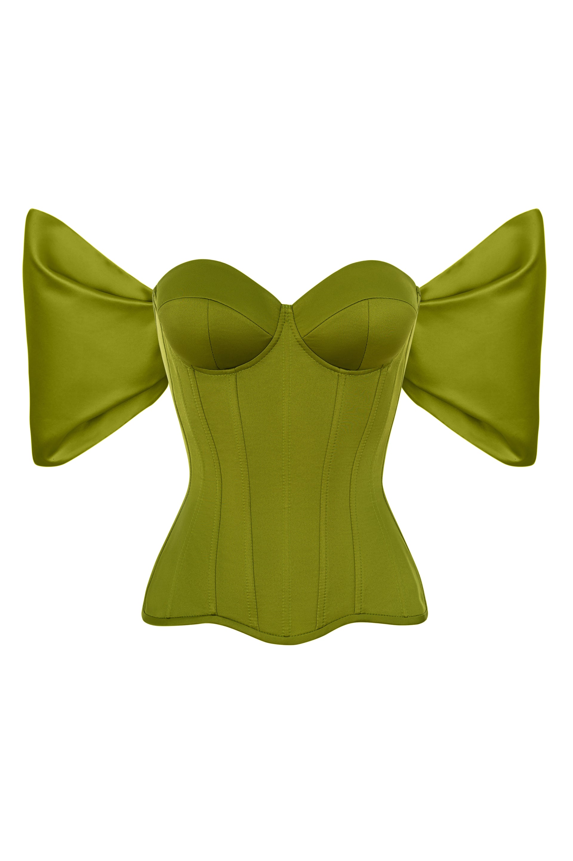 Olive corset with detachable sleeves