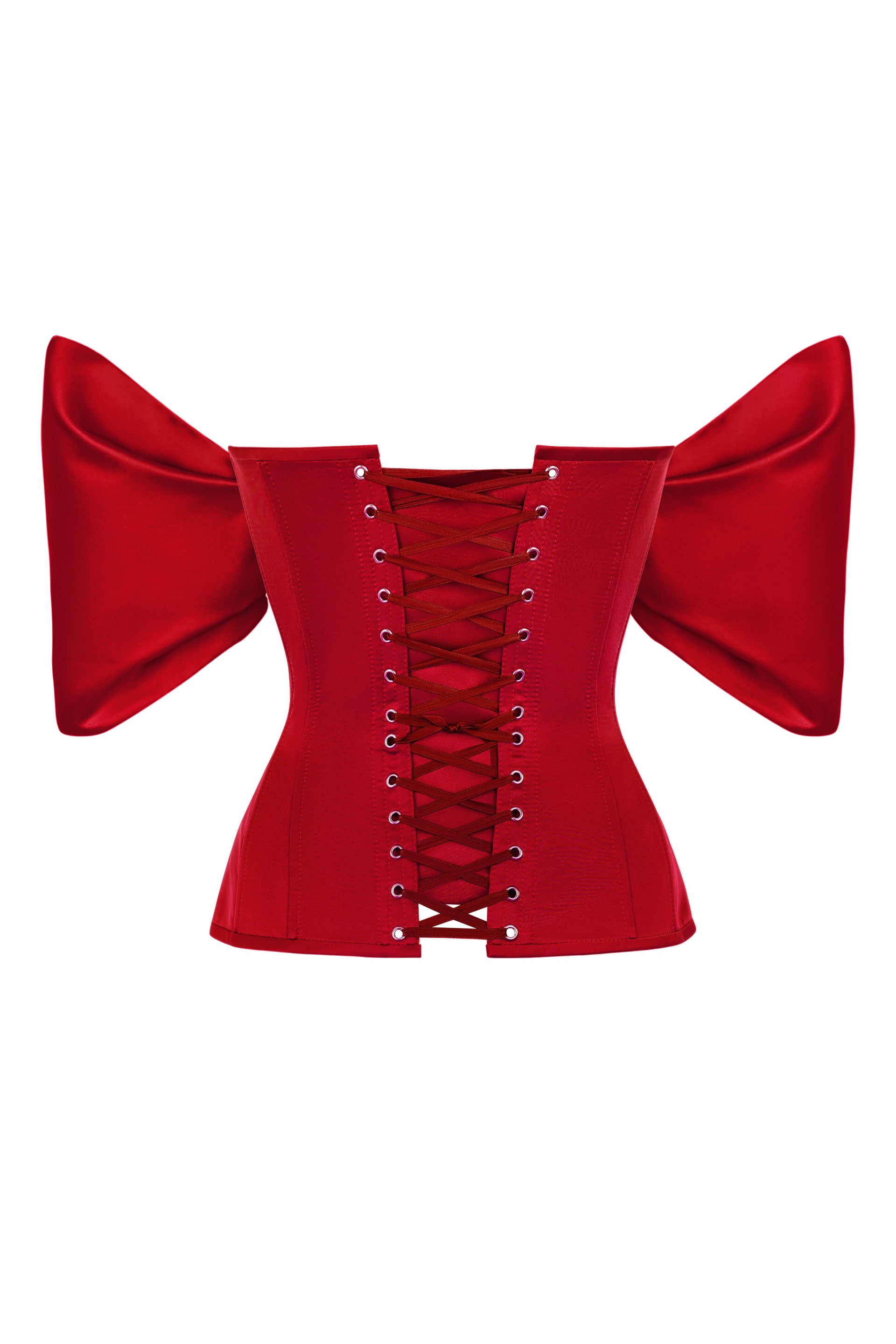 STATNAIA l Red satin corset with detachable sleeves STATNAIA l Red satin corset with detachable sleeves